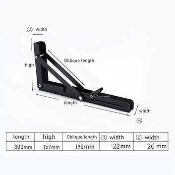 2Pcs Folding Shelf Brackets Wall Mounted Hardware Heavy Duty for Bench Table Black